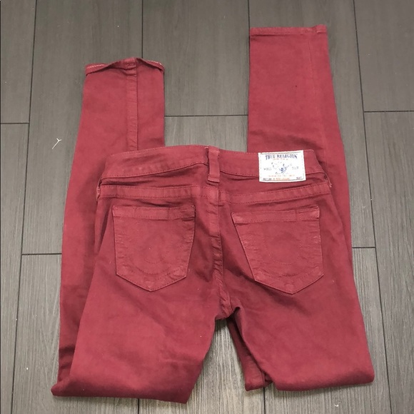 4 for 100‼️ Burgundy True Religion Jeans - Picture 1 of 4
